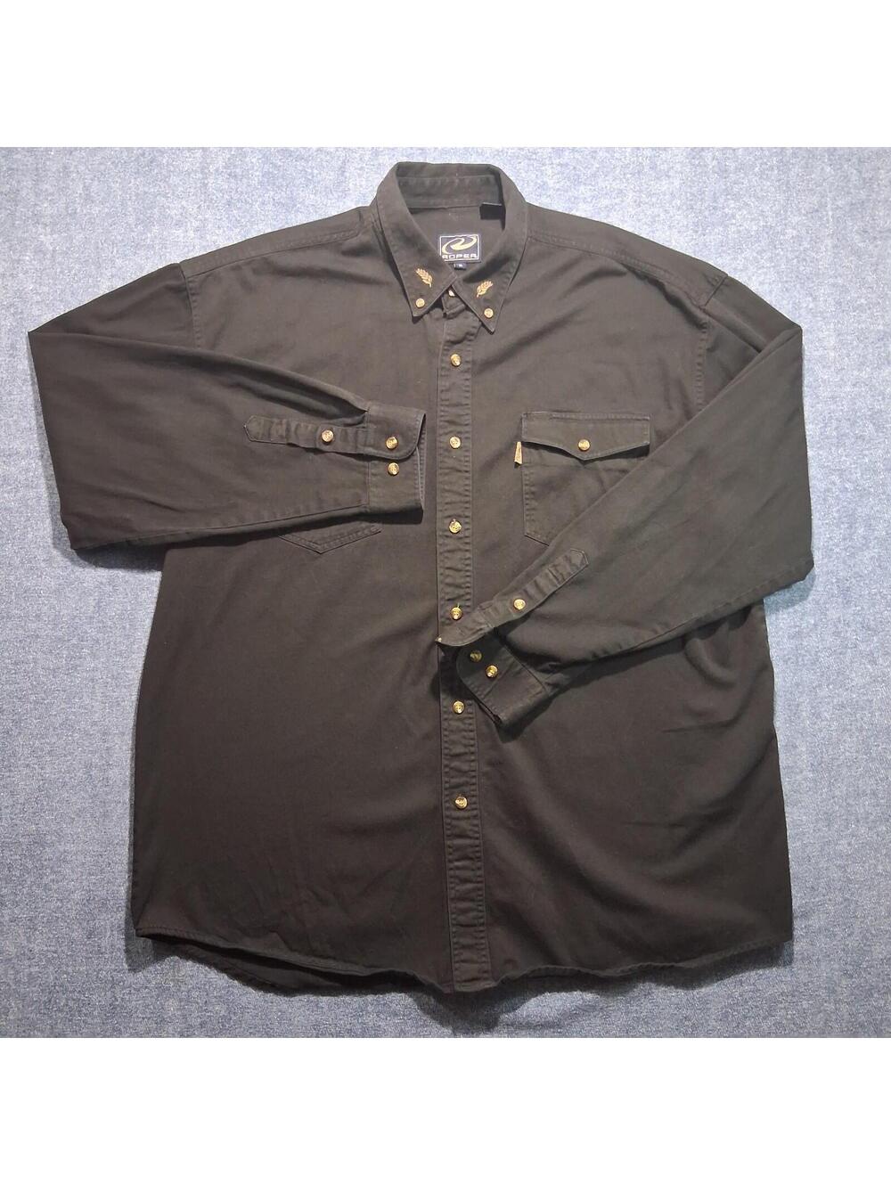 Roper Men's XL Black Button down Western Long Sleeve Button Up Shirt